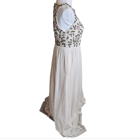 Adrianna Papell Floral Sequin Maxi Gown Sz 6 PETITE Formal Fairy Whimsical Dress - Picture 5 of 16